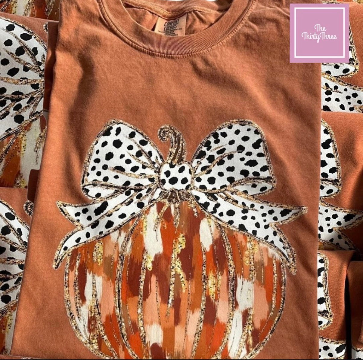 Pumpkin Bow Comfort Colors Tee