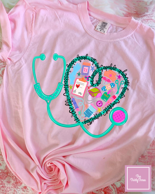 Nurse Stethoscope Heart Tee