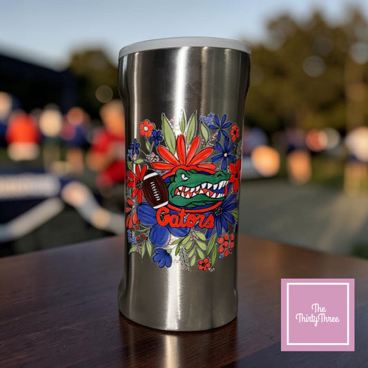 Gators Floral Slim Can Koozie